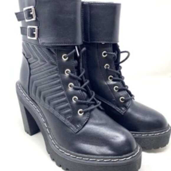 XOXO Women's Jackie X0223703 4" Chunky Combat Bootie Black Size 8 - Picture 3 of 8